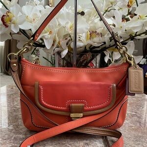 Coach Women's Vibrant Orange and Red Shoulder Bag